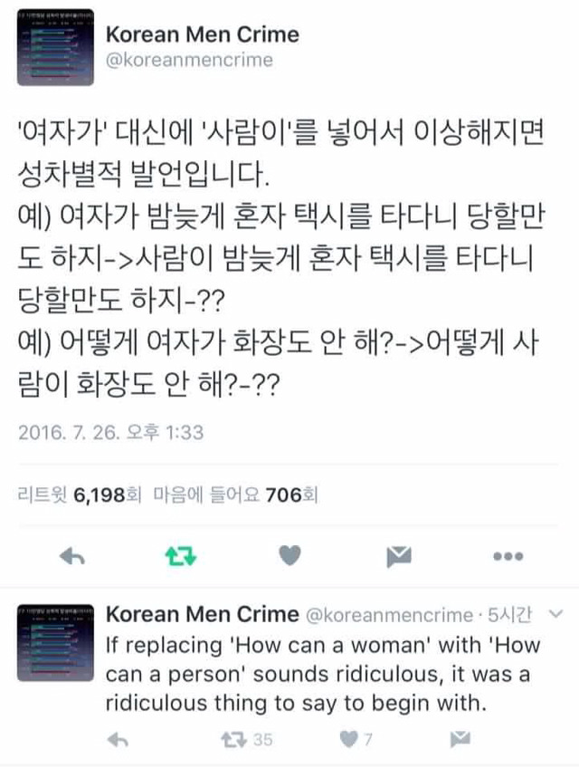 "여자가"대신에 "사람이"를 넣어서 이상해지면 | 인스티즈