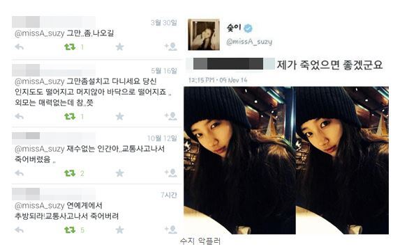 수지한테 교통사고나서 죽어버리라는 악담 쓴 악플러... 연령대 충격 | 인스티즈