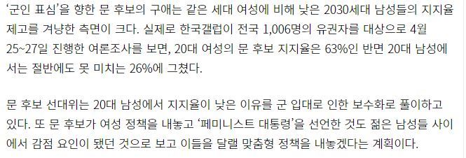 20대 남성 문재인 지지 26％ 기사 삭제되고 다른 기사로 대체됨 (한국일보) | 인스티즈