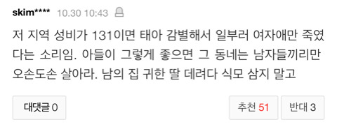 경북출신 男과 결혼하면 하루 65분 집안일 더 한단 기사의 댓글 | 인스티즈